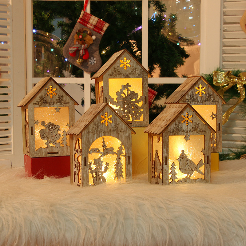 Nordic Snow House Light Christmas Tree Hanging Ornaments Holiday Atmosphere Party Light Ball Hanging Nightlight Factory Wholesale