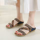 Cross-border foreign trade 2024 rhinestone flowers Bohemian style sandals female ethnic plus size toe flat sandals female