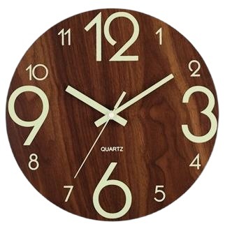 8 inch luminous wood grain wall clock wooden mute clock cross-border Amazon explosions luminous fluorescent wall clock clock