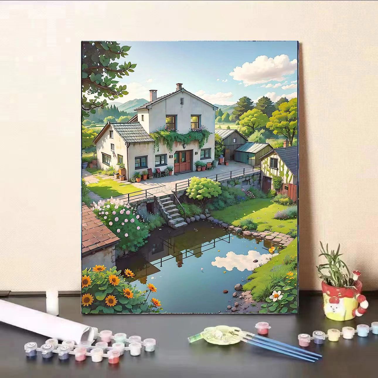 Ghibli-style Sky Digital Oil Painting DIY Hand-painted Coloring Therapeutic Stress-relief High-end Birthday Gift