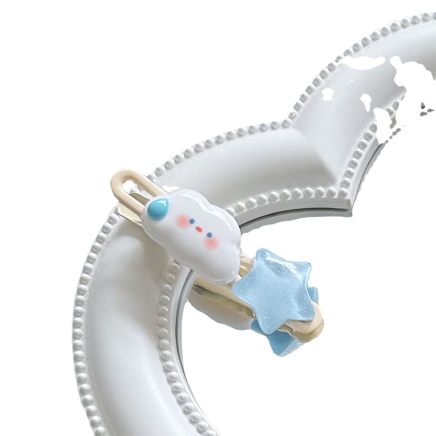 Spring New Cartoon White Cloud Stars Duckbill Clip Hairpin Cute Sweet Style Girl Side Bangs Clip