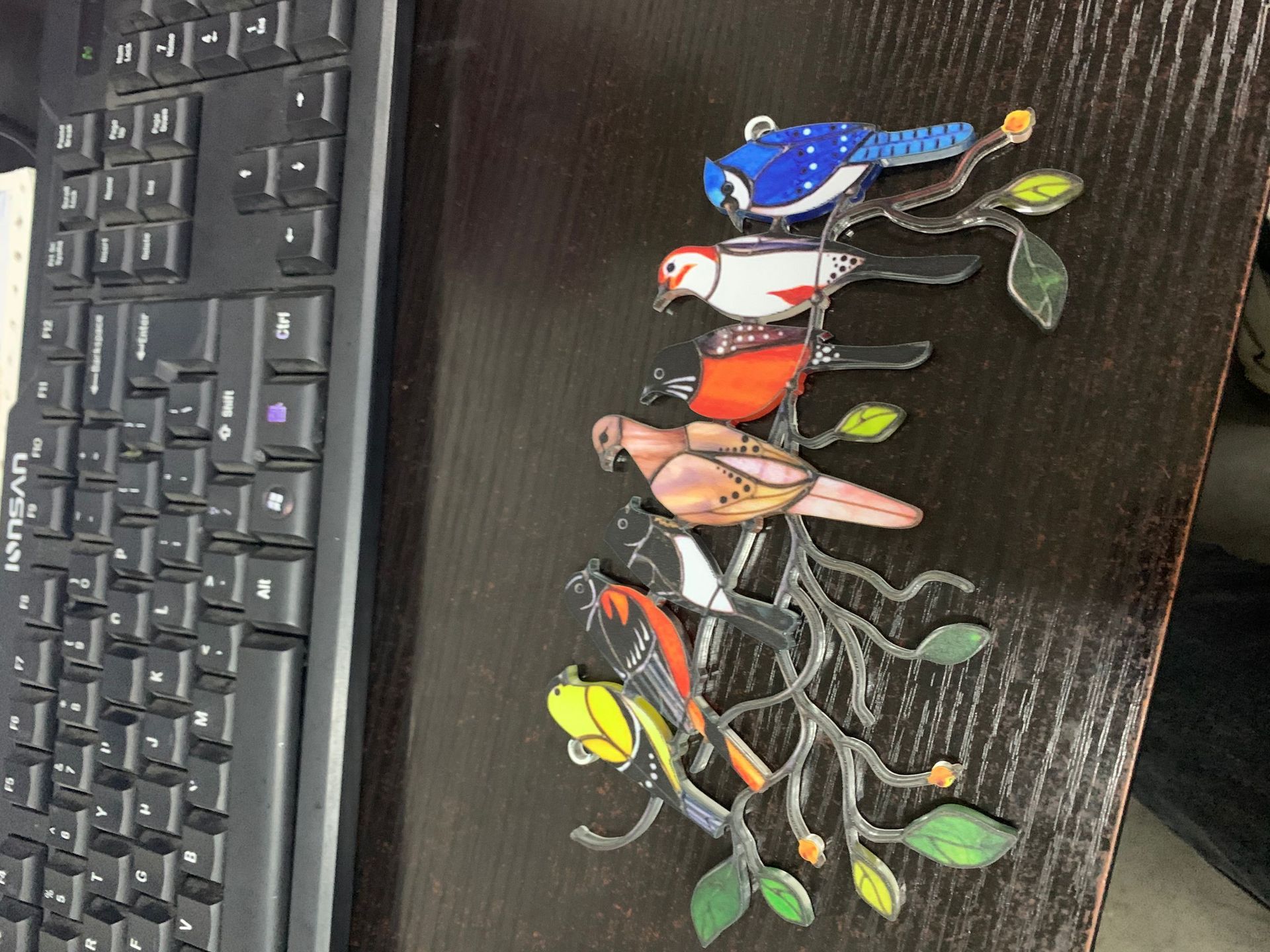 Bird Species Stained Pendant Simulation Bird Pendant Garden Flower Garden Decorations Pendant
