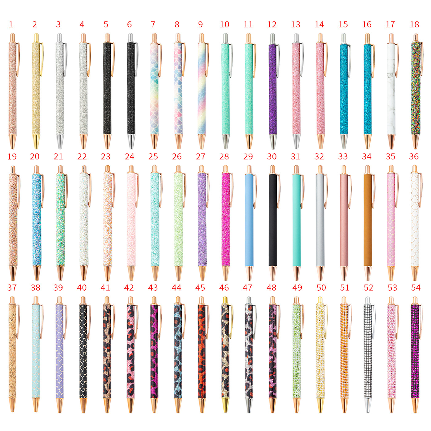 Push pen spot wholesale PU wrapping rainbow color creative gift Metal Ballpoint Pen printable gold powder press pen