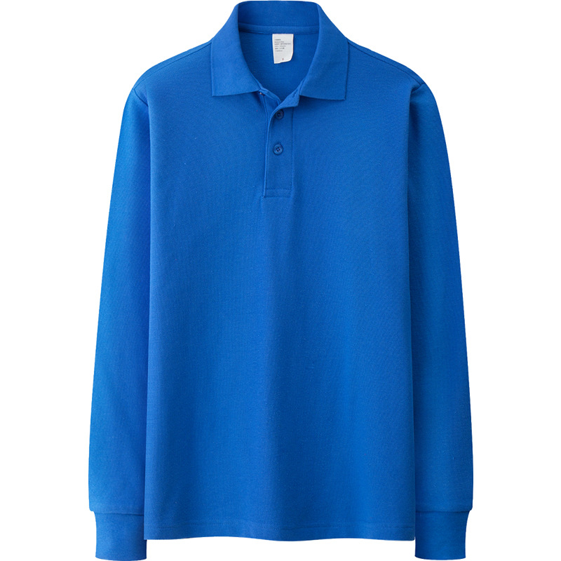 Cotton Autumn and Winter Polo Shirt Men's Long-sleeved T-shirt Lapel Solid Color Paul Shirt Loose Casual T-shirt D08