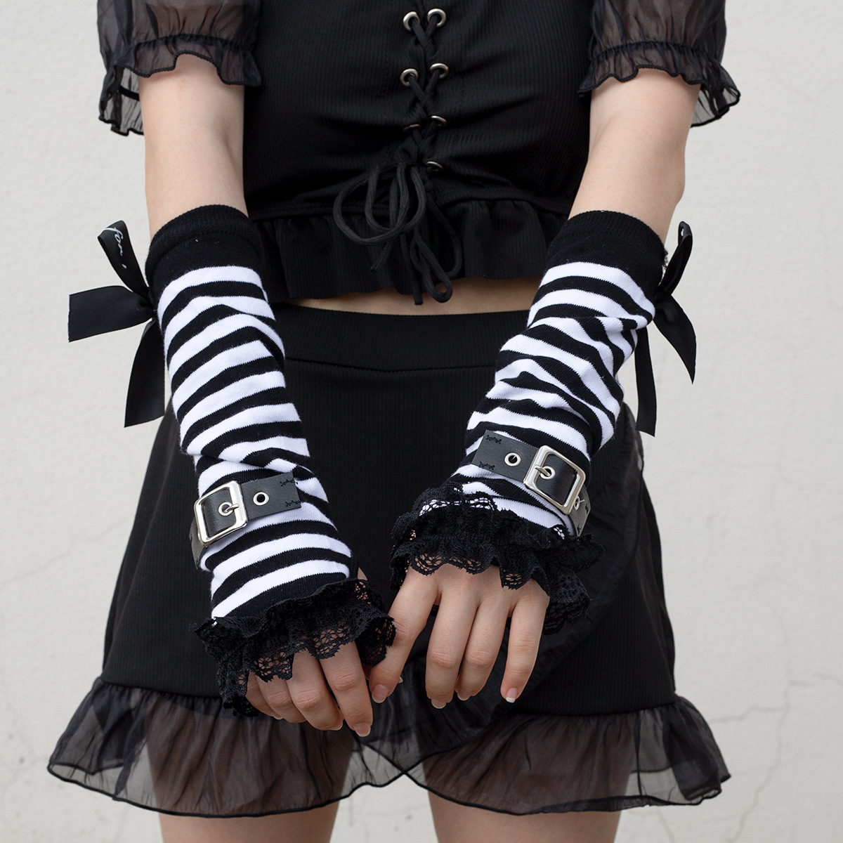 Winter gloves oversleeves Asian culture dark Japanese sun protection warm oversleeves Harajuku style Lolita Millennium style