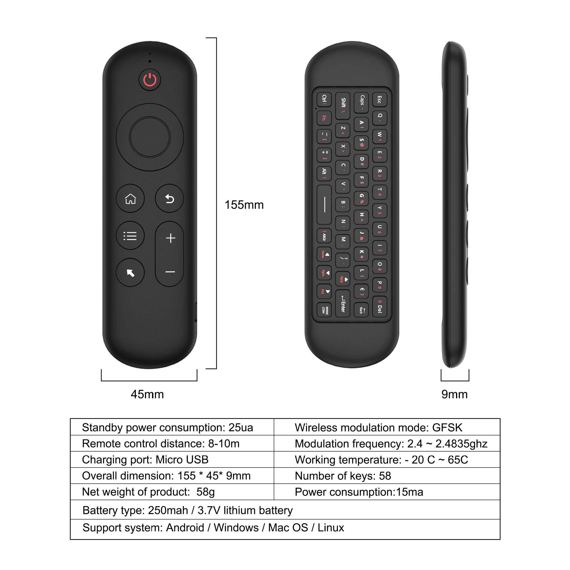 Cross-border hot sale New Bluetooth 2.4G dual-mode remote control infrared learning remote control TV box projector remote control