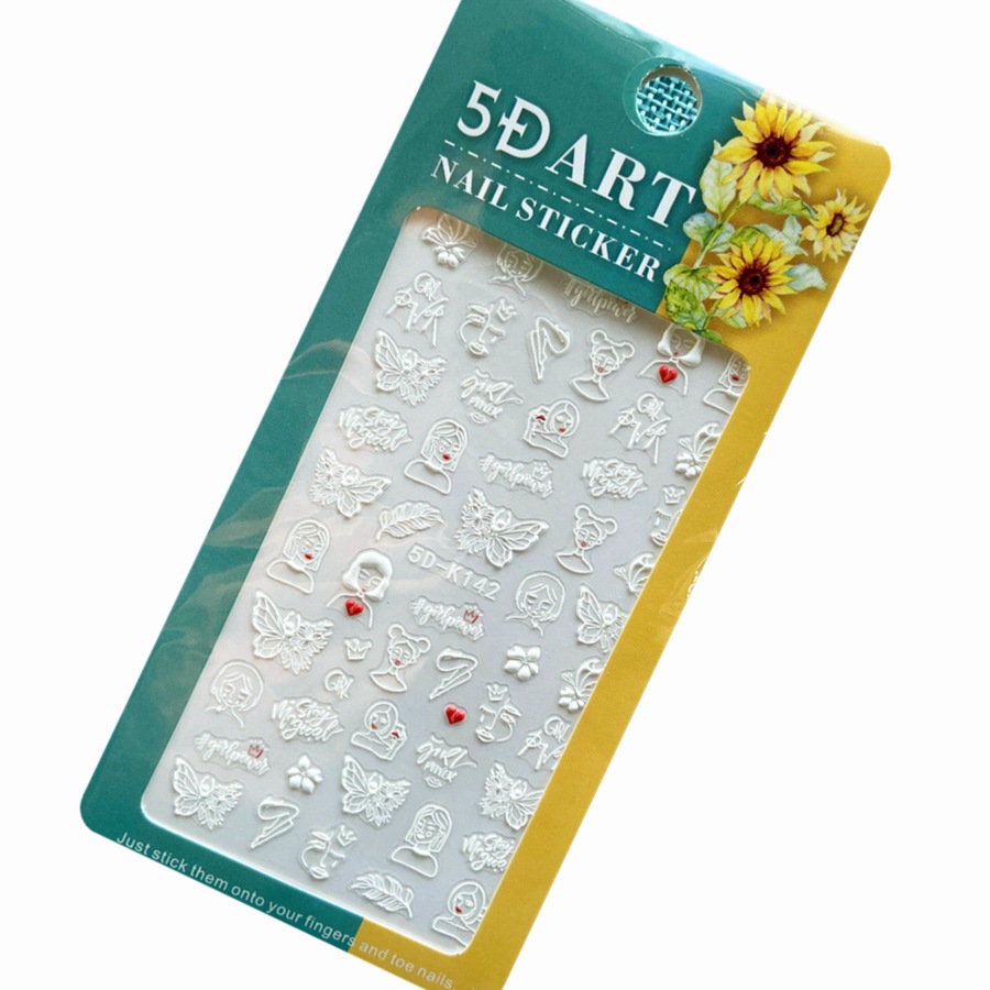 Light Luxury Baroque 5D Embossed Three-Dimensional Nail Art Decal Snowflake Rose Art Flower Cartoon Adhesive Nail Sticker