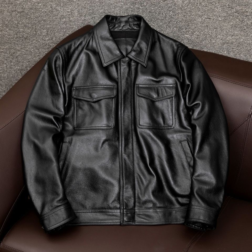 Young and middle-aged men's autumn and winter leather jacket plus size pu outer wear casual leather jacket short men's Korean-style trendy jacket