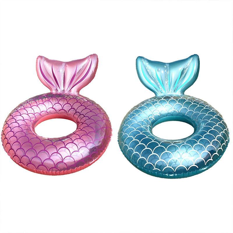 Cross-border New Mermaid Swimming Ring Printed Backrest Floating Buoy Life Buoy Water Supplies Inflatable Swimming Ring