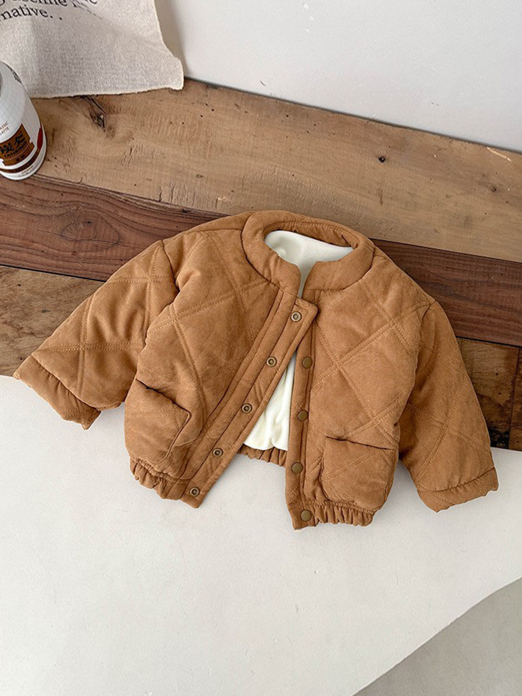 Korean style popular cotton-padded coat for boys and girls western style quilted thickened short coat children's cotton-padded coat baby winter jacket