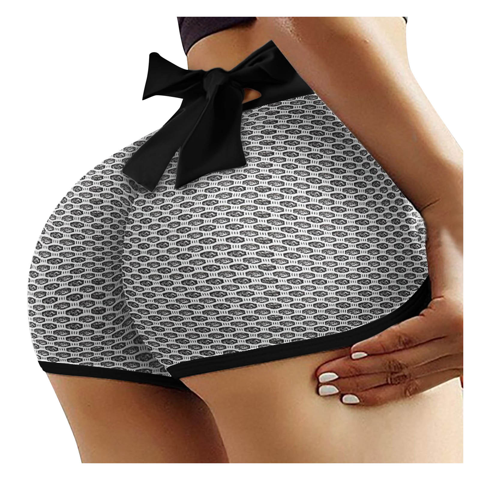 European and American High Waist Peach Hip Yoga Pants Honeycomb Fitness Shorts Back Waist Bow Yoga Pants Women