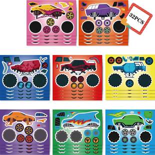 CM2303008 monster truck children's cartoon parent-child interactive puzzle hand account DIY stickers