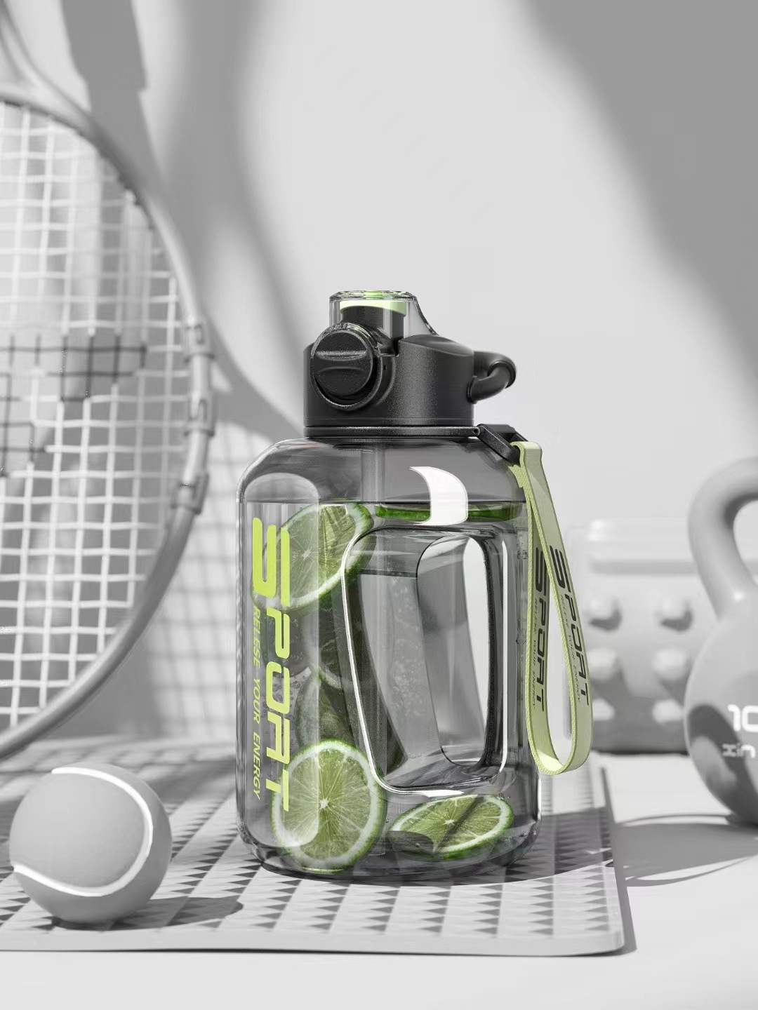 Super Capacity Ton Ton Barrel Water Cup Summer Sports Men's and Women's High Color Value Kettle High Temperature Resistant Plastic Space Cup