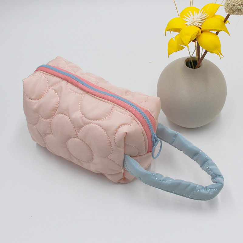 ins Cosmetic Bag Women's Large Capacity Pencil Case Multi-Functional Wash Portable Storage Bag Candy Color Simple Hand Wallet