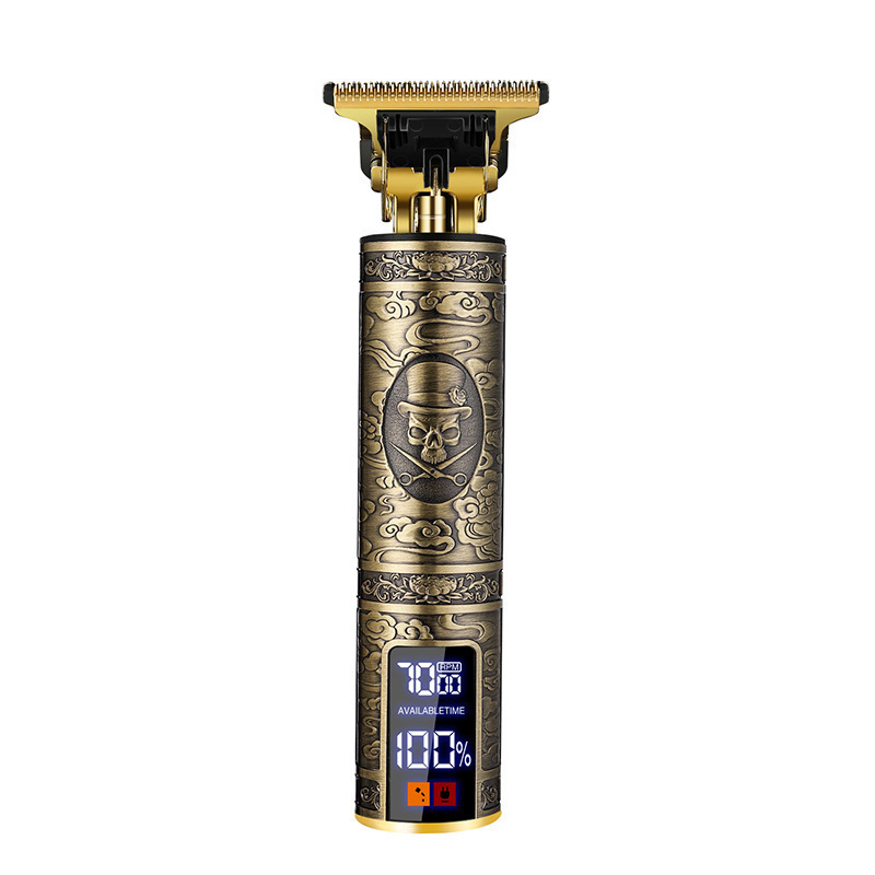 Amazon electric hair clipper wholesale T9 upgrade LCD rechargeable retro oil head carving electric clipper electric clipper