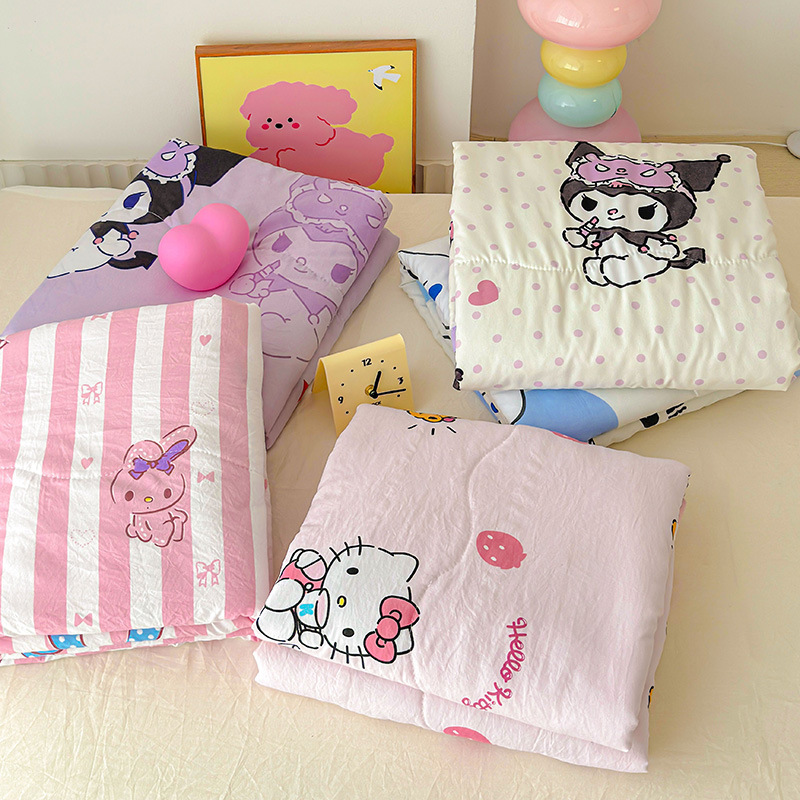 Summer Cartoon Children's Double-layer Yarn Summer Quilt Sanrio Yugui Dog Air Conditioning Kulomika Machine Washable Naked Sleeping Thin Quilt