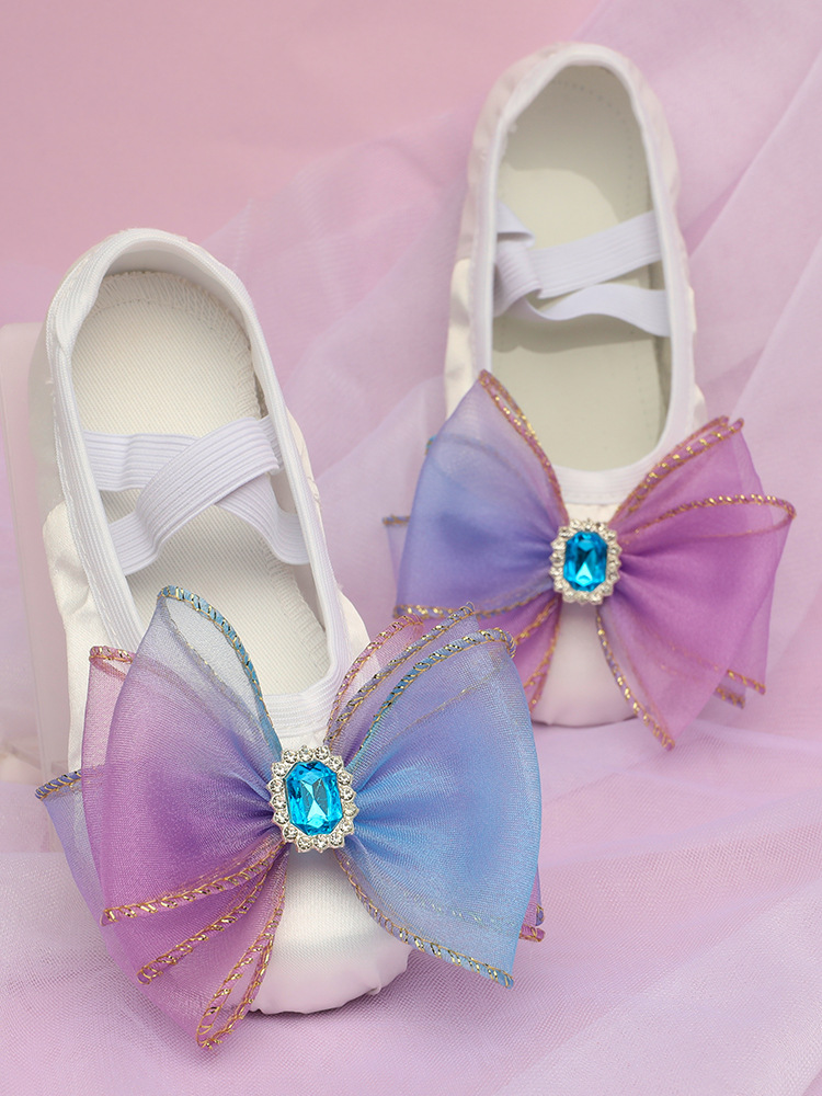 Blue Dancing Shoes Women's Soft-soled Children's Classical Chinese Ballet Special Dancing Shoes for Girls Claw 8037