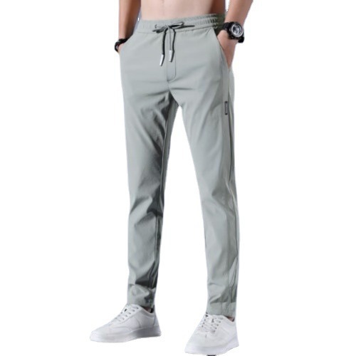 Cross-border hair 2023 Korean version of ice silk casual pants men's summer thin work trend loose straight