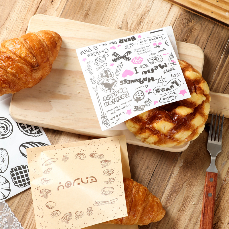 [Small Wholesale] Triangle Bag Clutch Bag Food Paper Bag Oil-proof Packaging Donut Bread Bag