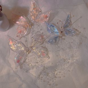 Hanfu Hairpin Flower Making Liquid Bow Hairpin Back Pressed Three-Dimensional lolita Antique Simulation Wings Pair Hairpin Hair Accessories