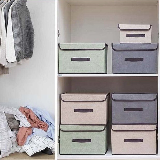 Non-woven Fabric Storage Box Folding Storage Box Household Supplies Wardrobe Clothes Toy Sundries Fit Box