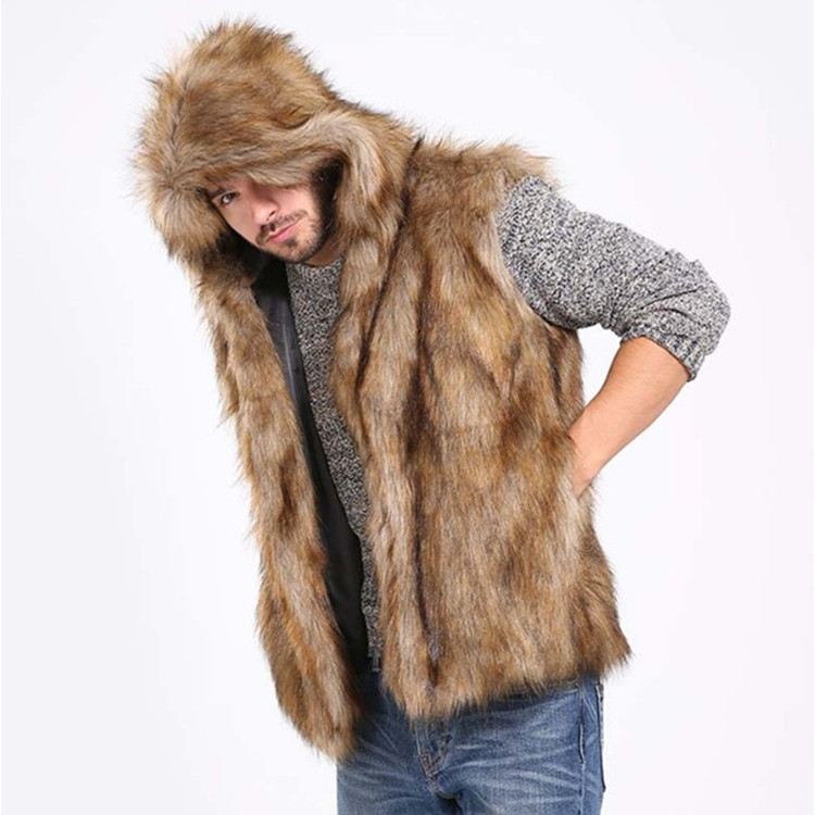2021 Men's Imitation Fur Mink Vest Men's Vest Jacket Casual Slim-Fit Fashionable Short Imitation Fur Jacket