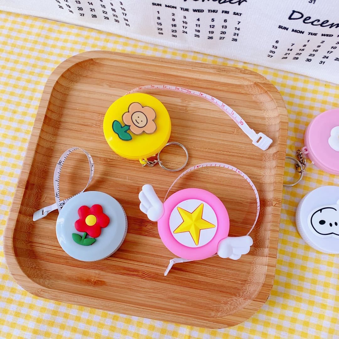 Leather tape measure cartoon cute measuring waist and bust portable mini small clothes measuring tape soft ruler measuring clothes roll