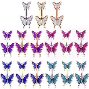Amazon resources hot butterfly navel ring creative drop glue sequins body piercing jewelry manufacturers in stock