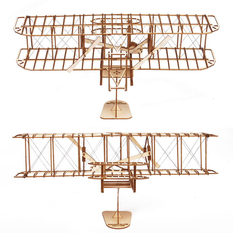 ライト兄弟の木造飛行機の模型は立体パズルのプレゼントの子供の益智工芸品の置物をつづり合わせます。|undefined