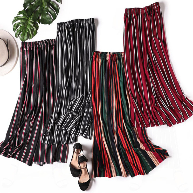 Summer Middle-aged Casual Pants Women's High Waist Large Size Loose Nine-point Beauty Wide Leg Pants Women's Thin Stall Wholesale