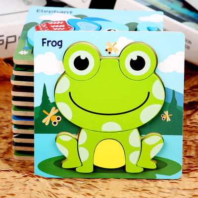 Wooden early education cognitive product wooden animal traffic shape matching 3d three-dimensional puzzle children's educational toys wholesale