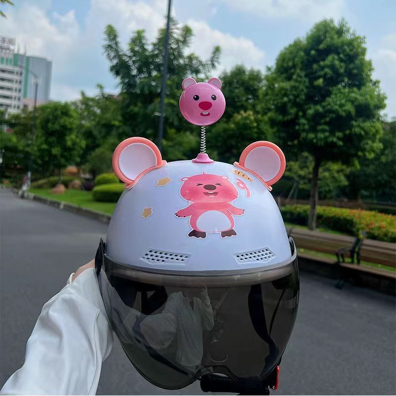 Helmet cat ears bamboo dragonfly rocking Beaver strawberry bear Tiger helmet accessories car electric car decoration