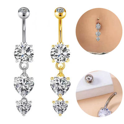 Europe and the United States cross-border hot-selling umbilical ring inlaid zircon stainless steel belly button ring personalized fashion body piercing jewelry Amazon