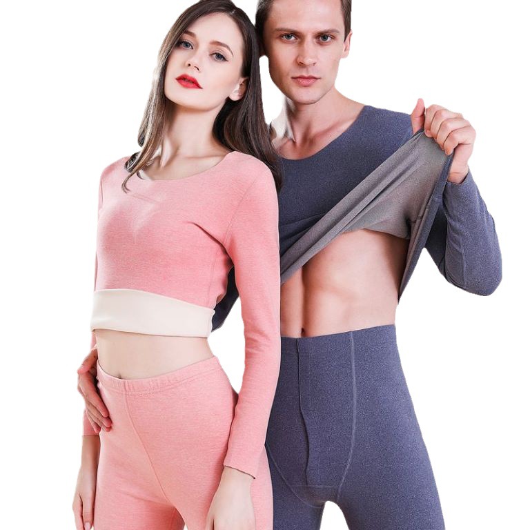 New colorful AB surface velvet thermal underwear suit men's and women's fleece-lined thick brushed double-sided long underwear base wholesale