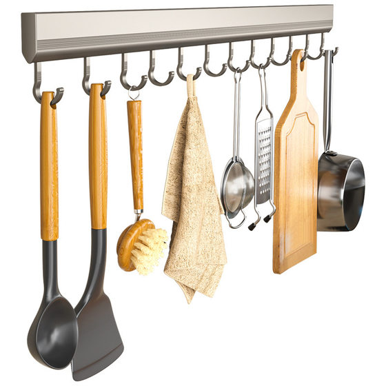 Factory supply kitchen hook rack non-perforated wall-mounted rack space aluminum hook multifunctional storage hook