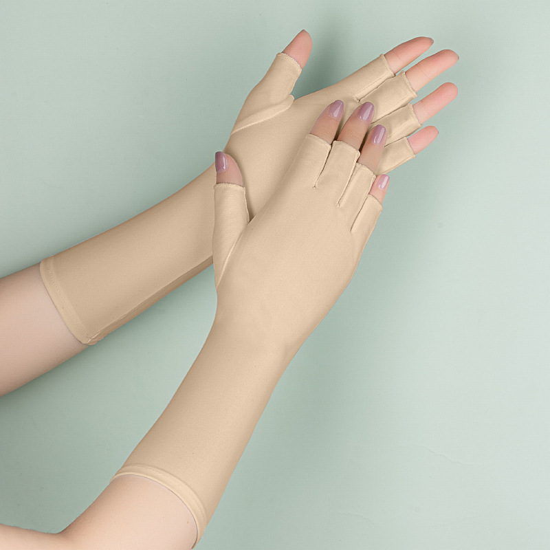 Summer Ice-cool Long Half-finger Sunscreen Sleeves Women's Ultraviolet Arm Protective Arm Sleeves Fake Sleeves Thin Riding Gloves