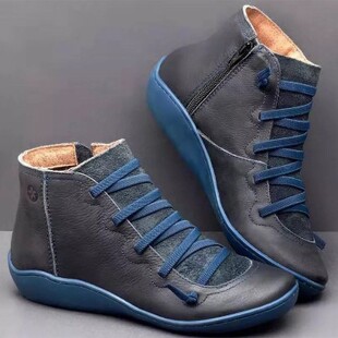 2020 Foreign Trade Shoes Women Independent Station Women Round Toe Casual Women's Leather Boots Side Zipper Martin Boots Women Amazon 43