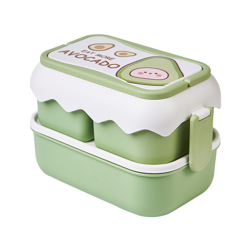 塑料可爱饭盒创意双层分格儿童便当盒学生上班族微波炉午餐盒餐具