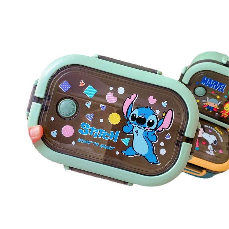 Japanese Style Studdy Lunch Box Student Portable Bento Box Double-Layer Large Capacity Cartoon Lunch Box for Office Students