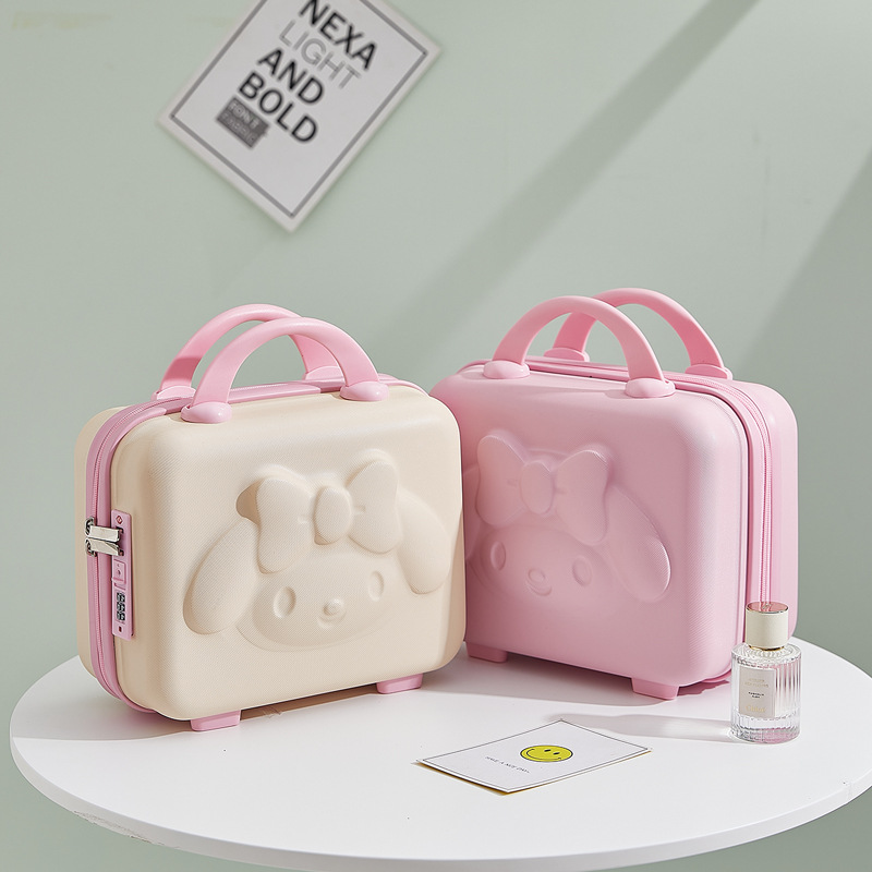 Hand luggage cosmetic bag 14 inch female student mini cartoon 3D rabbit password box small travel storage box