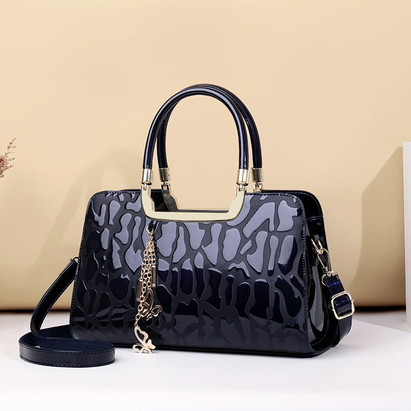 Sacs en cuir verni pour femmes, sac à bandoulière tendance Boston, sac à main texturé_voghion.com