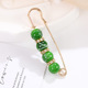 103# Pin Green brushed 4 beads 7.5cm