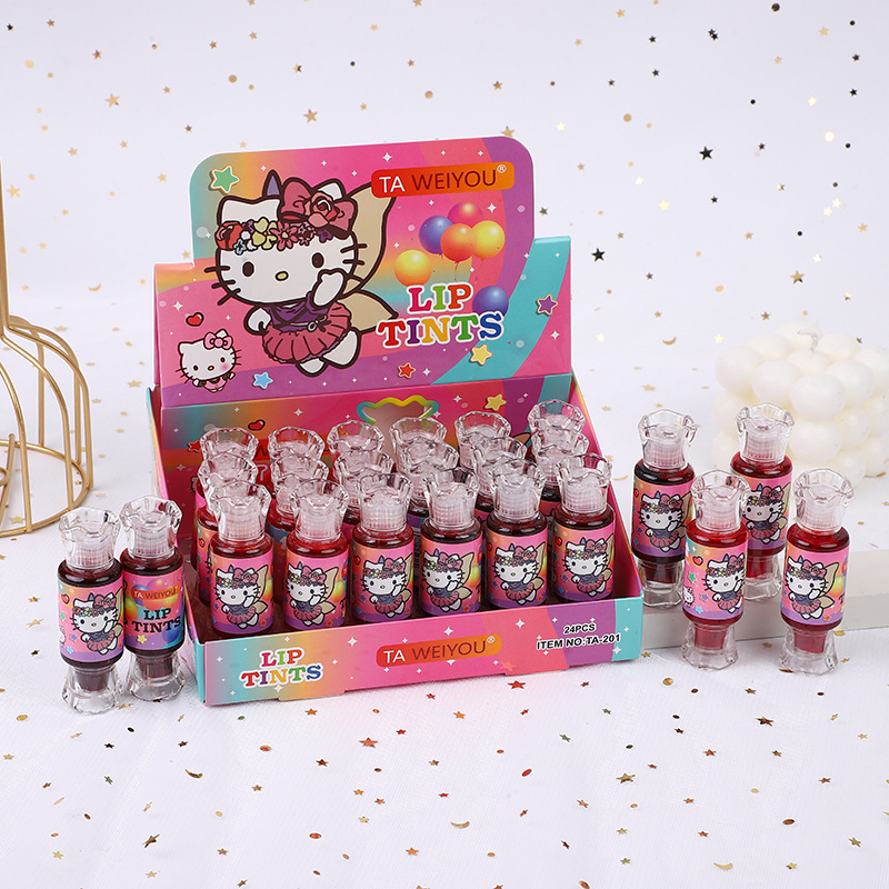 Cross-border hot sale KK cat Candy Lipstick water moisturizing easy color holding makeup waterproof lip gloss mirror Water Light feeling lip oil