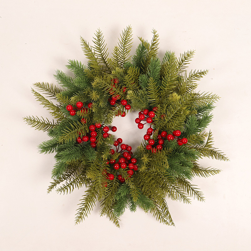 Hongyu rote Früchte PE Weihnachtskranz Weihnachtsfeiertagsanhänger Plastikring Weihnachtsdekoration Türbehang_voghion.com