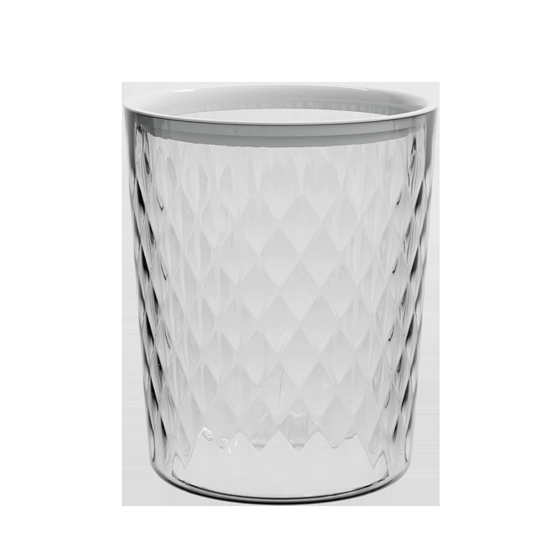 PET uncovered trash can living room household light luxury transparent paper basket Bathroom Kitchen office bedroom storage bucket
