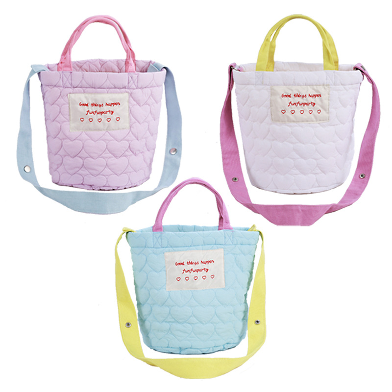 Zhao Lusi same style bag fashion simple tote bag shoulder crossbody handbag contrast color large capacity love bucket bag