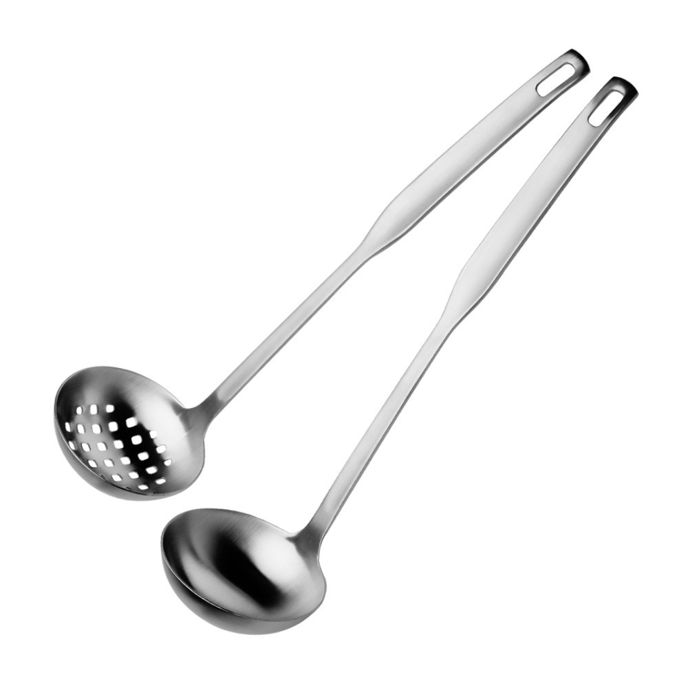 304不锈钢火锅漏勺汤勺一体加厚带挂钩家用火锅勺长柄漏汤勺套装