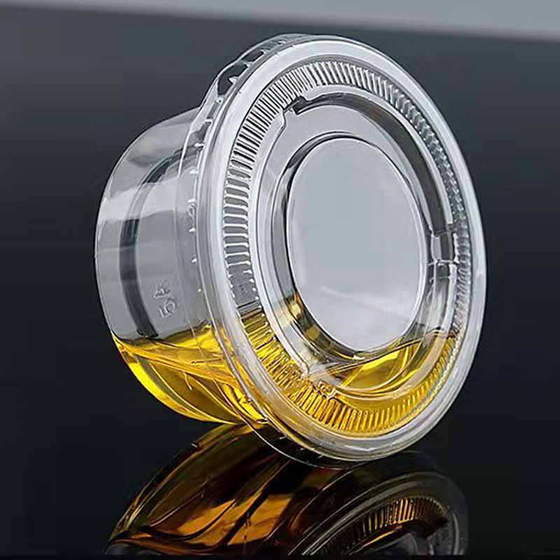 Disposable sauce cup commercial bento with lid household takeaway portable packing box round salad sauce bowl soy sauce