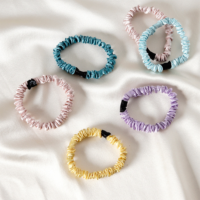 1cm Silk Small Intestinal Hair Ring 100% Mulberry Silk Hair Accessories Rubber Tendons Korean Style Japanese Style Ponytail Tie Hair Headwear for Women