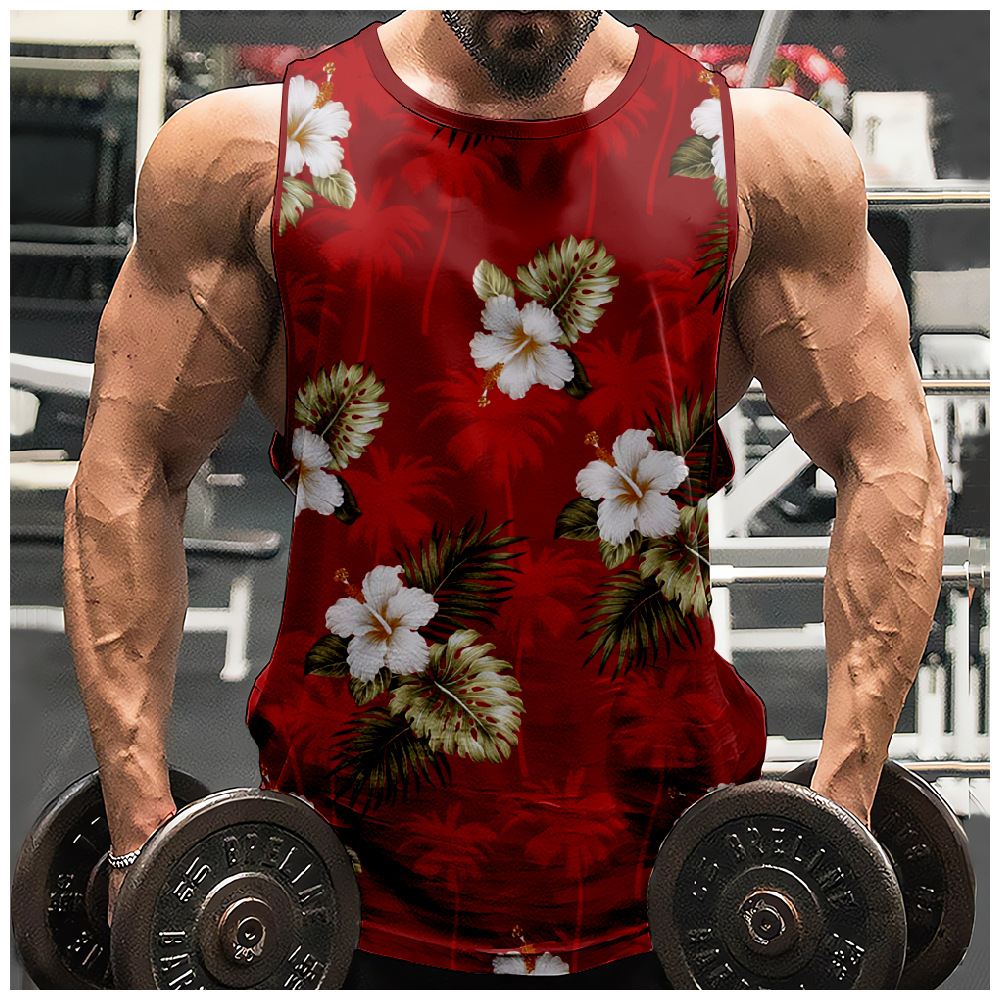 2023 European and American Cross-border Hawaiian Printed 3D Digital Printed Casual Loosen Men's Vest